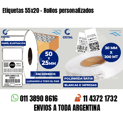 Etiquetas 55x20 - Rollos personalizados