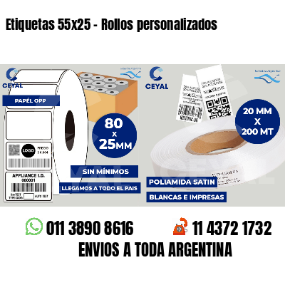 Etiquetas 55x25 - Rollos personalizados