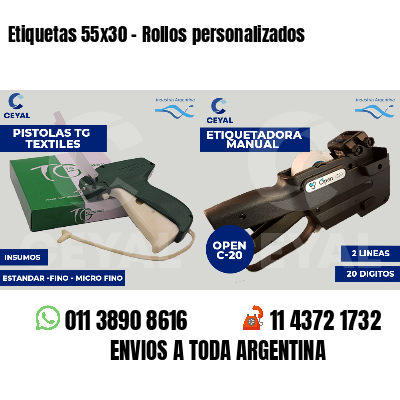 Etiquetas 55x30 - Rollos personalizados