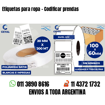 Etiquetas para ropa - Codificar prendas