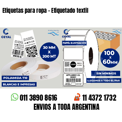 Etiquetas para ropa - Etiquetado textil