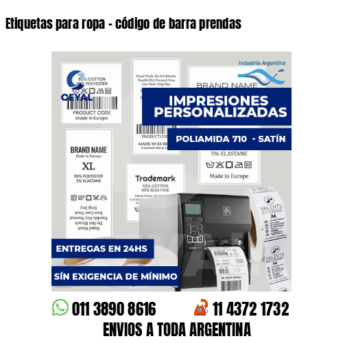 Etiquetas para ropa - código de barra prendas