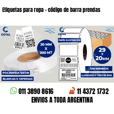 Etiquetas para ropa - código de barra prendas