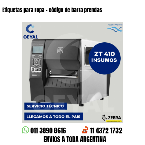 Etiquetas para ropa - código de barra prendas