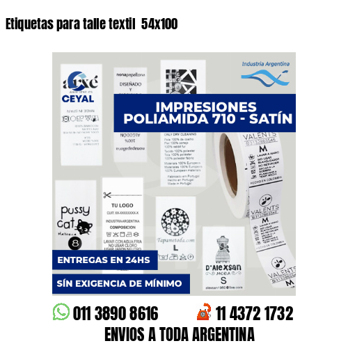 Etiquetas para talle textil  54x100