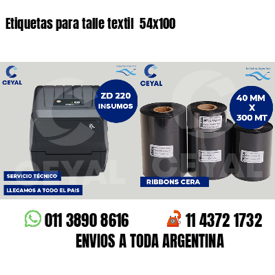 Etiquetas para talle textil 54x100