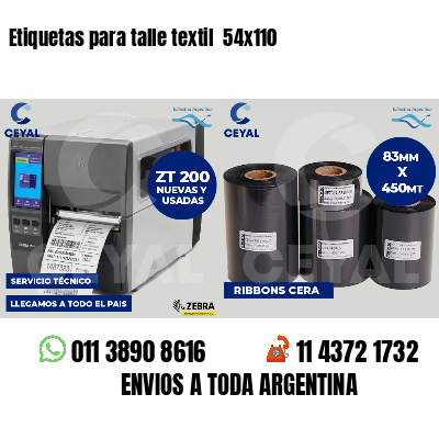 Etiquetas para talle textil 54x110