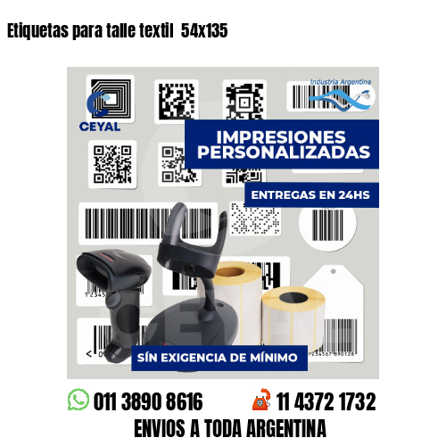 Etiquetas para talle textil  54x135