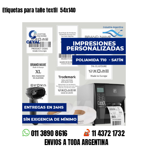 Etiquetas para talle textil  54x140