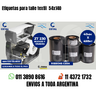 Etiquetas para talle textil 54x140
