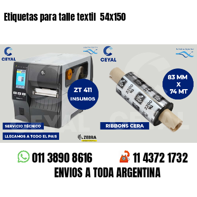 Etiquetas para talle textil 54x150