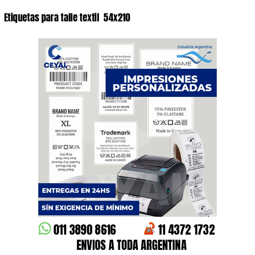 Etiquetas para talle textil  54x210