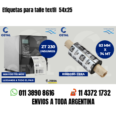 Etiquetas para talle textil 54x25