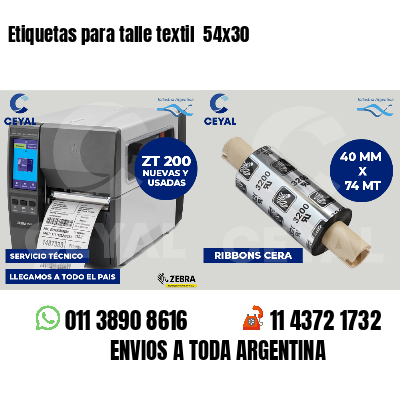 Etiquetas para talle textil 54x30