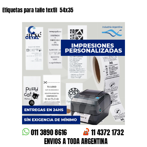 Etiquetas para talle textil  54x35