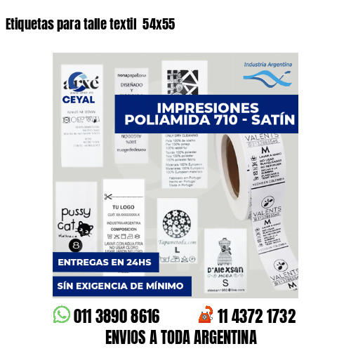 Etiquetas para talle textil  54x55