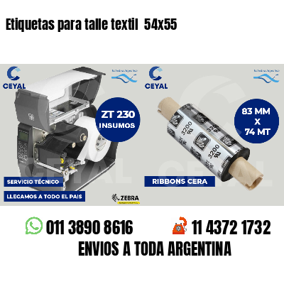 Etiquetas para talle textil 54x55