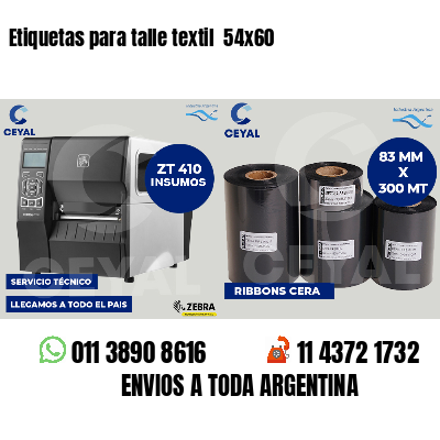 Etiquetas para talle textil 54x60