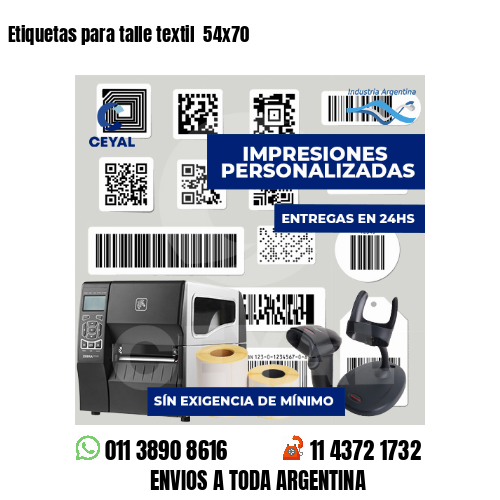 Etiquetas para talle textil  54x70