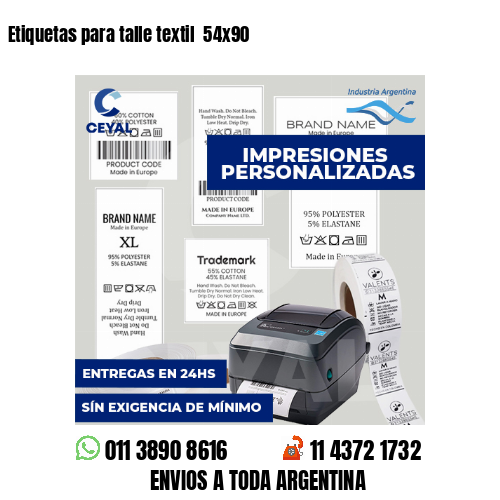 Etiquetas para talle textil  54x90