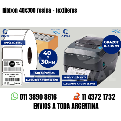 Ribbon 40x300 resina - textileras