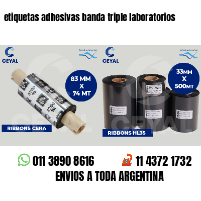 etiquetas adhesivas banda triple laboratorios