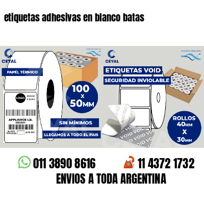 etiquetas adhesivas en blanco batas