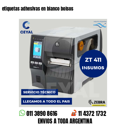 etiquetas adhesivas en blanco bolsos