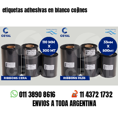 etiquetas adhesivas en blanco cojines