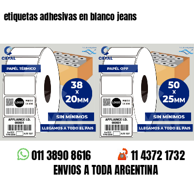 etiquetas adhesivas en blanco jeans