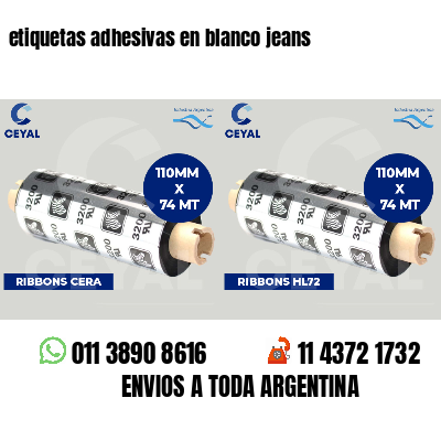 etiquetas adhesivas en blanco jeans