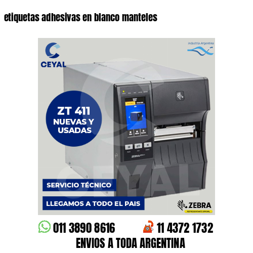 etiquetas adhesivas en blanco manteles