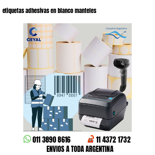 etiquetas adhesivas en blanco manteles