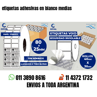 etiquetas adhesivas en blanco medias