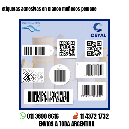 etiquetas adhesivas en blanco muñecos peluche