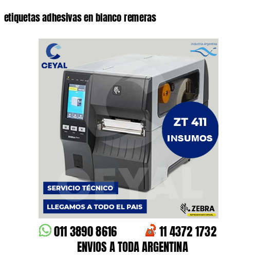 etiquetas adhesivas en blanco remeras