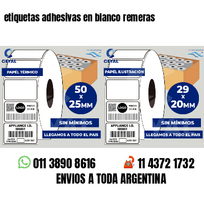 etiquetas adhesivas en blanco remeras
