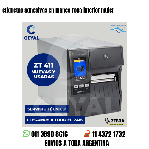 etiquetas adhesivas en blanco ropa interior mujer