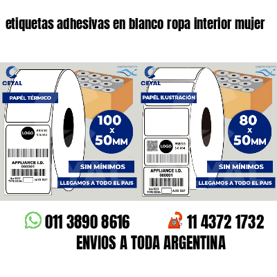 etiquetas adhesivas en blanco ropa interior mujer