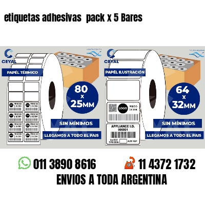 etiquetas adhesivas pack x 5 Bares