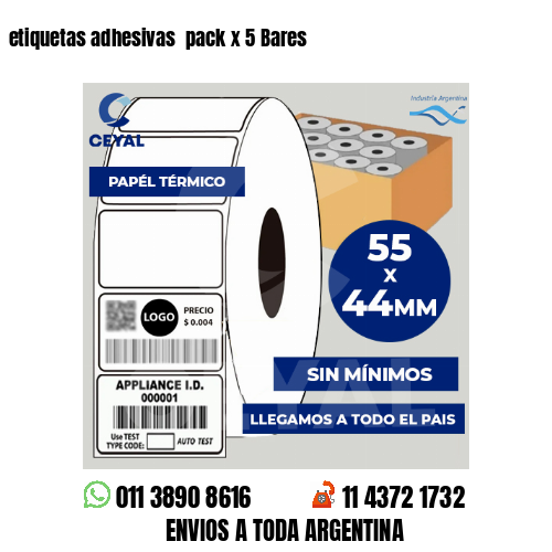 etiquetas adhesivas  pack x 5 Bares