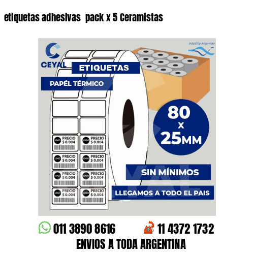 etiquetas adhesivas  pack x 5 Ceramistas