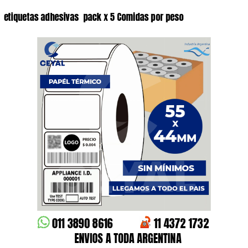 etiquetas adhesivas  pack x 5 Comidas por peso