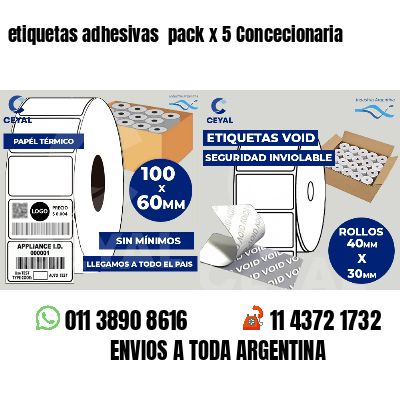 etiquetas adhesivas pack x 5 Concecionaria