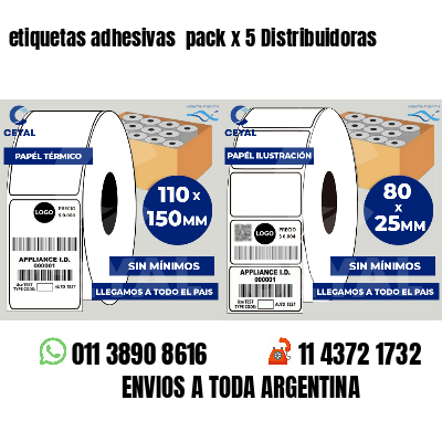 etiquetas adhesivas pack x 5 Distribuidoras