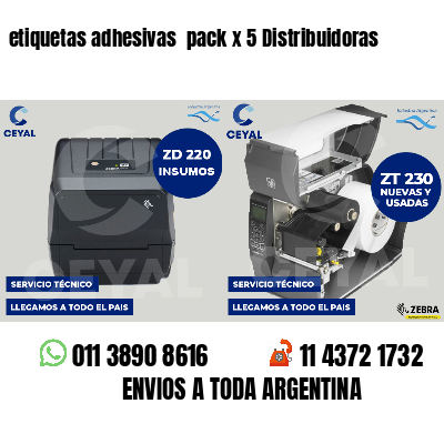etiquetas adhesivas pack x 5 Distribuidoras