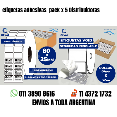 etiquetas adhesivas  pack x 5 Distribuidoras