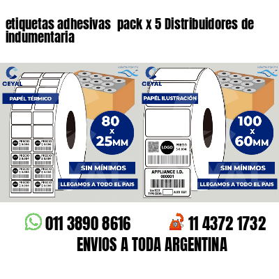 etiquetas adhesivas pack x 5 Distribuidores de indumentaria