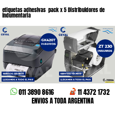 etiquetas adhesivas  pack x 5 Distribuidores de indumentaria