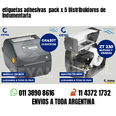 etiquetas adhesivas pack x 5 Distribuidores de indumentaria